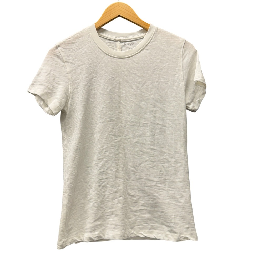 Quince T-Shirt Womens XS 100% Organic Cotton Slub Crewneck White Casual Tee